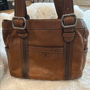 Vintage Fossil Two Tone Brown/Tan Leather Hobo Shoulder Bag